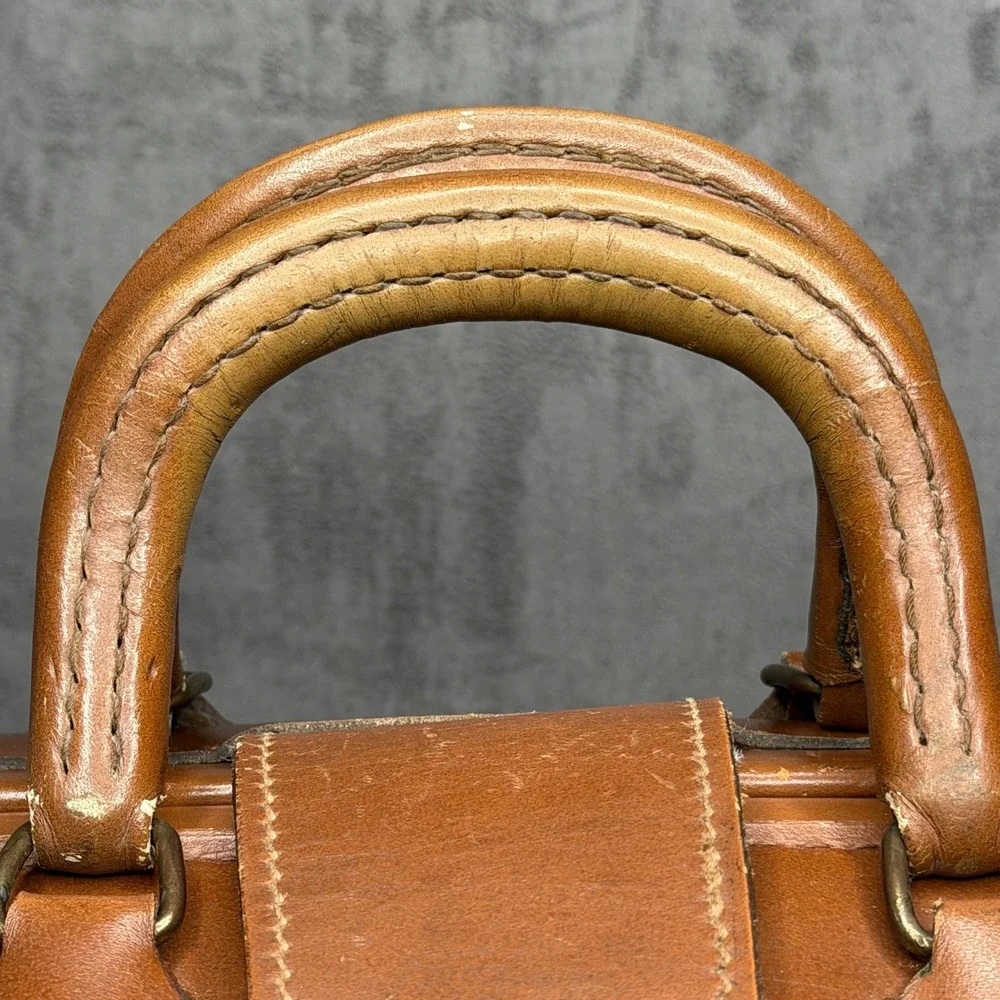 Price Waterhouse & Co Gladstone Bag Mens Large Brown Leather Vintage Doctor Bag